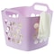 Basicwise Flexible Plastic Carry Laundry Basket Holder Square Storage Hamper with Side Handles, Purple QI003857.PUR - alternate 1